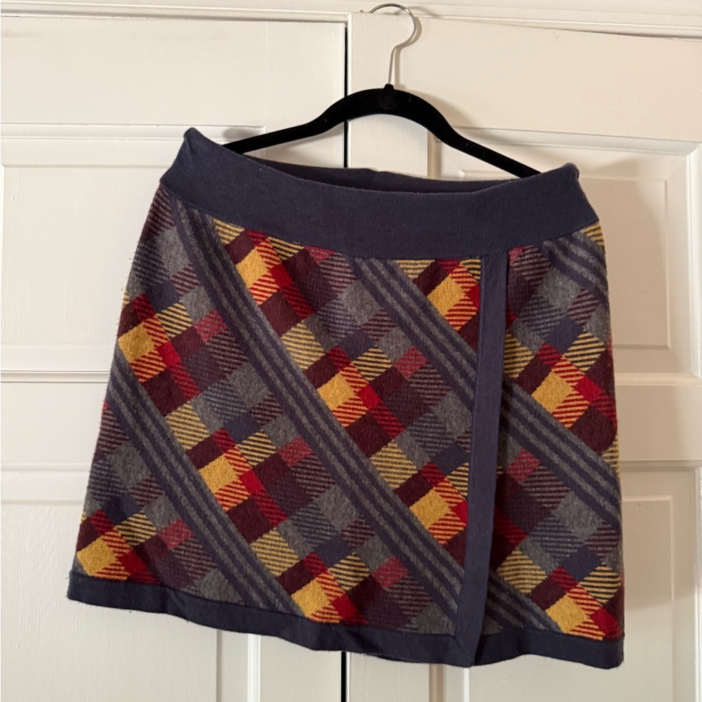 Title Nine Blue Red Mini Skater Wrap Skirt